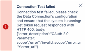 Screenshot of the error message for an invalid scope in Extractor Builder.