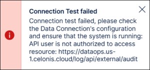Screenshot of the error message for an unauthorized permission in Extractor Builder.