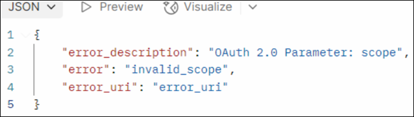 Screenshot of the Postman error message for an invalid scope.