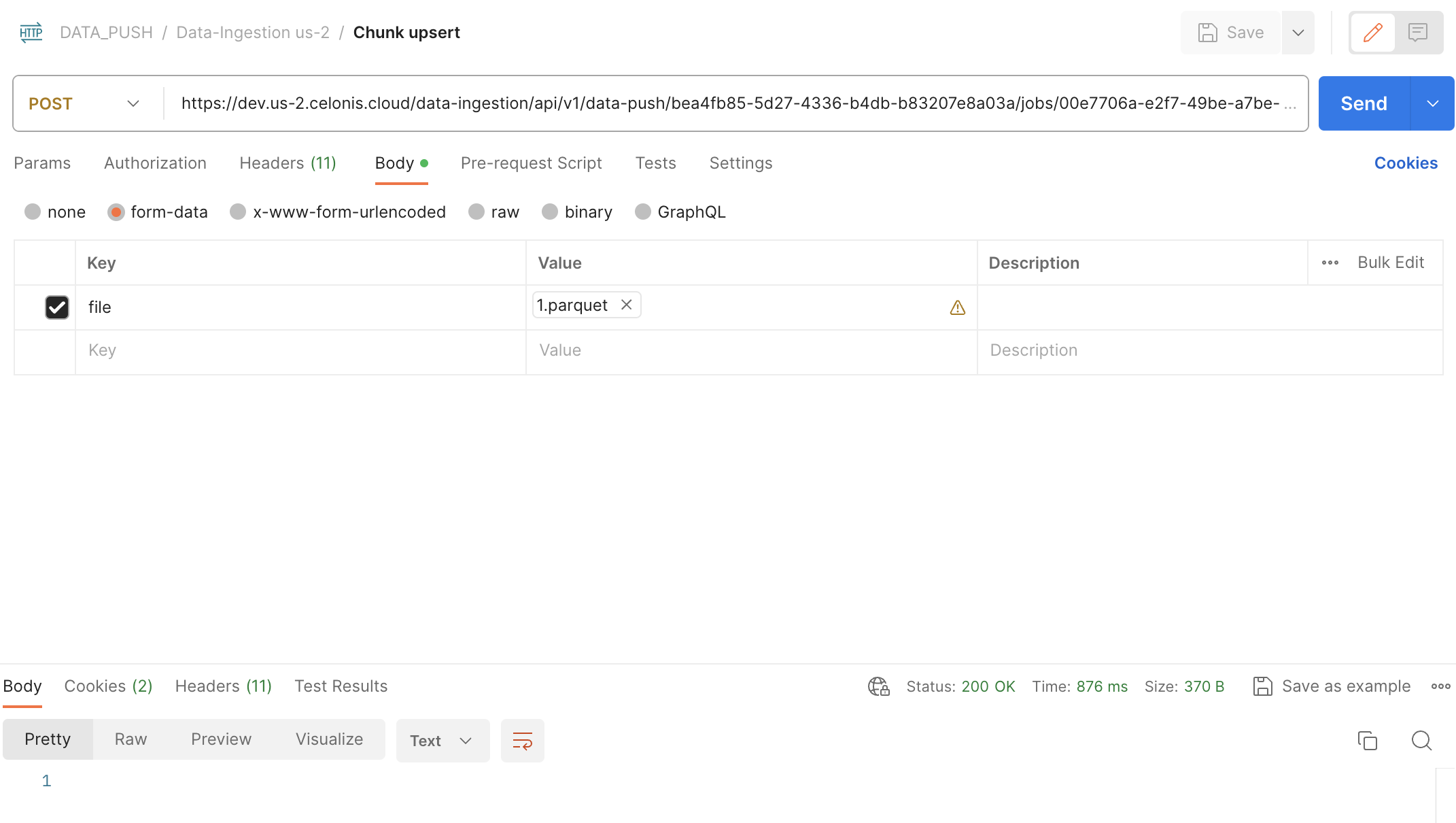 Screenshot showing files being added to a Data Push Job to be uploaded.