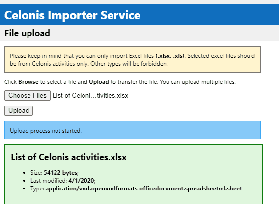 Selected excel file