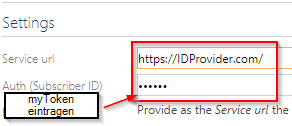 URL and Auth settings for a ID provider